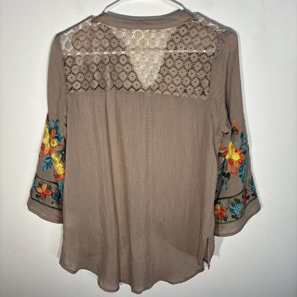 ANTHROPOLOGIE Fig and Flower Embroidered Top Beige Size S - Picture 10 of 14